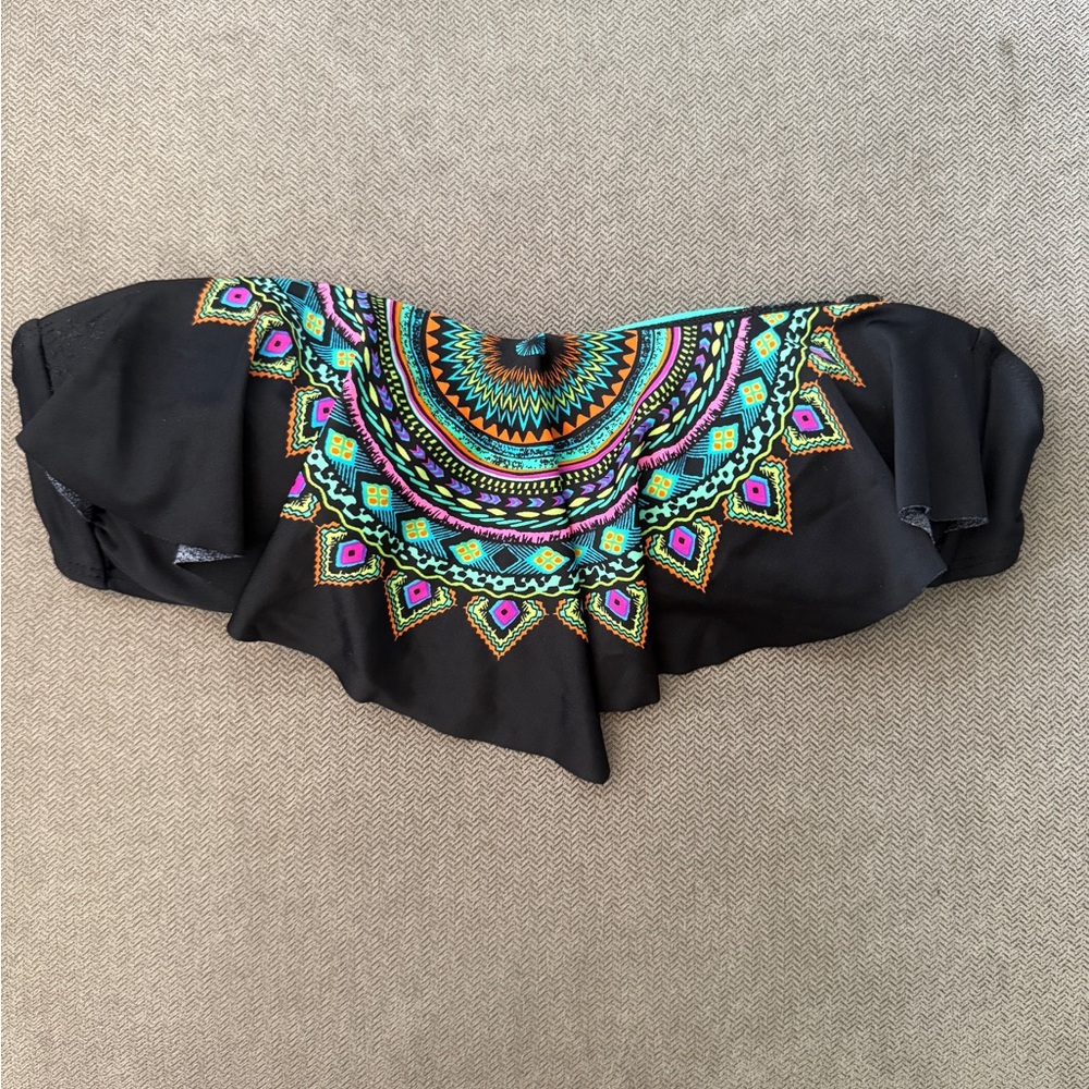 Xhilaration Black Multicolor Bikini Top
